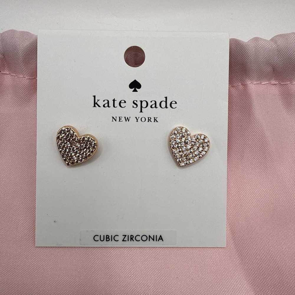 Kate Spade New York Rose Gold Heart Cubic Zirconia Stud Earrings
